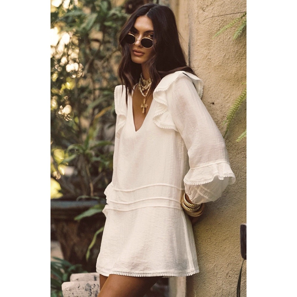 NWT 12th Tribe Bound Long Sleeve Mini Tunic Dress Travel Resort Boho Chic